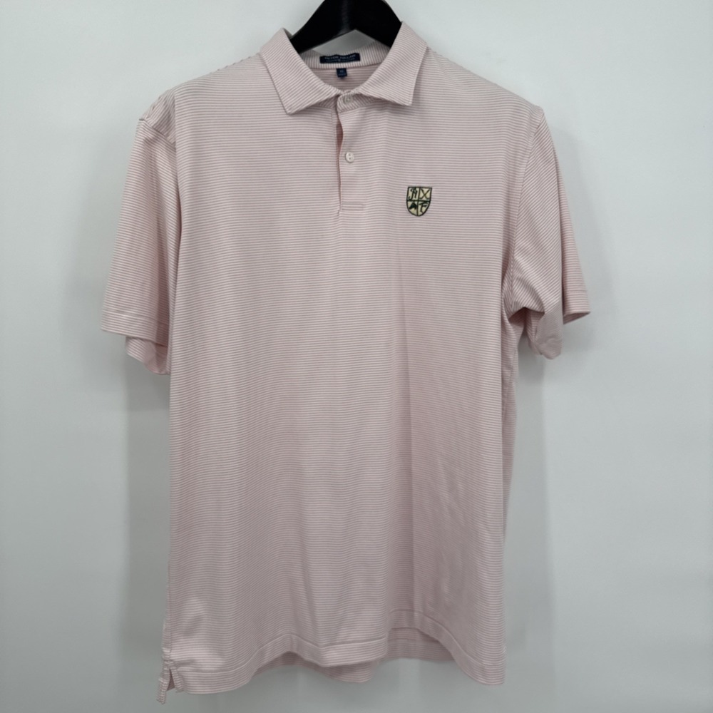Peter Millar Crown Crafted Pink Hamilton Farm Golf Club Striped Polo Men's XL